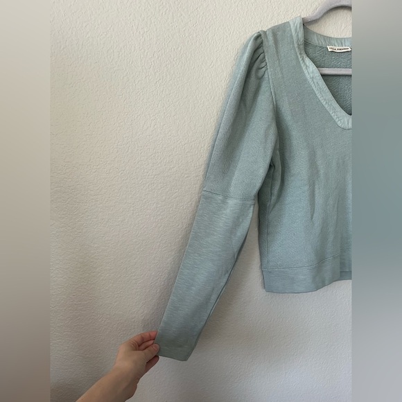 Ulla Johnson Jude Puff Sleeve Sweatshirt in Blue Green Women's Size P - Picture 13 of 14